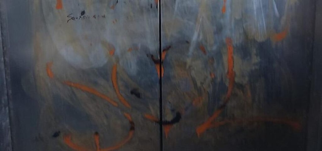 Asansörü boyayıp kapısını tekmeleyerek, zarar verdiler