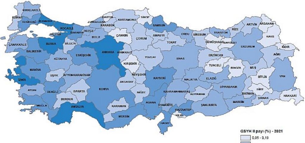 Gayrisafi Yurt İçi Hasıladan (GSYH) en yüksek payı yüzde 30,4 ile İstanbul aldı