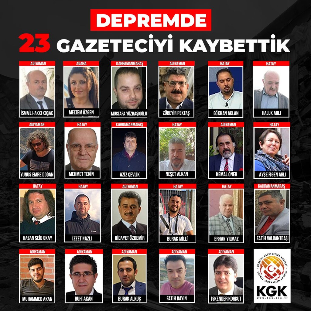 DEPREMDE KAYBETTİĞİMİZ GAZETECİ SAYISI 23’E YÜKSELDİ