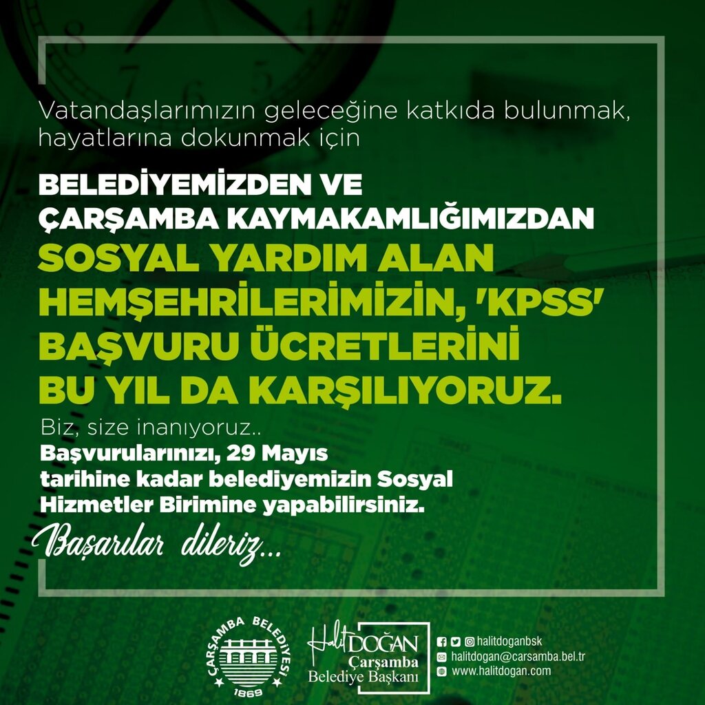 EĞİTİMDE ÖNCÜ KENT ÇARŞAMBA’DA “KPSS” ÜCRETLERİ KARŞILANIYOR