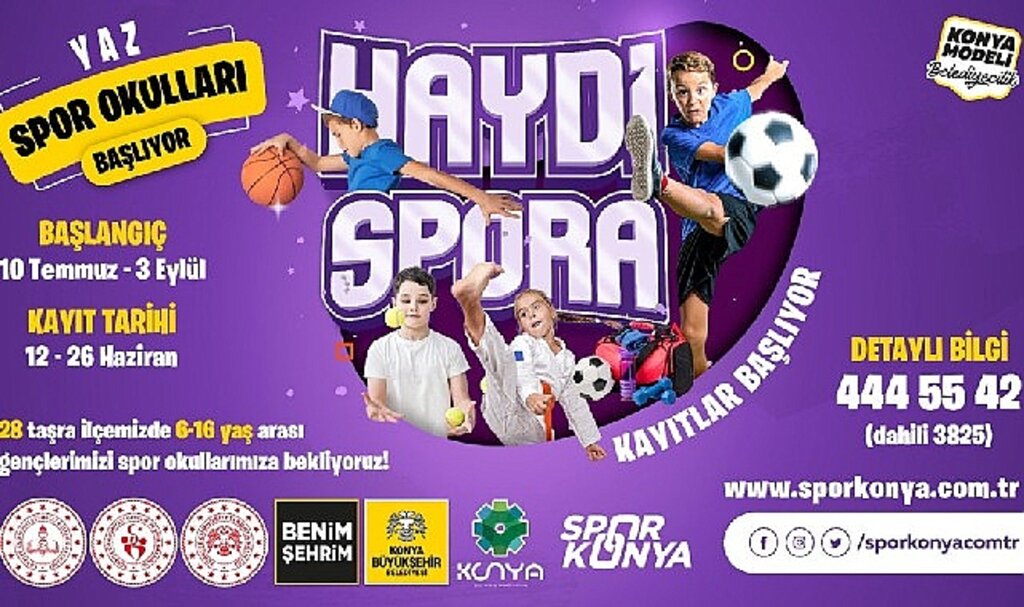 Konya Büyükşehir'in 28 İlçedeki Yaz Spor Okulları'nda Kayıt Heyecanı Devam Ediyor