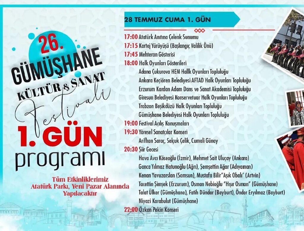 SAMSUNLU SANATÇILARA 26. GÜMÜŞHANE KÜLTÜR ve SANAT FESTİVALİ DAVETİ