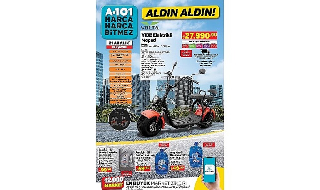 21 Aralık Günü A101'den Elektrikli Moped Fırsatı