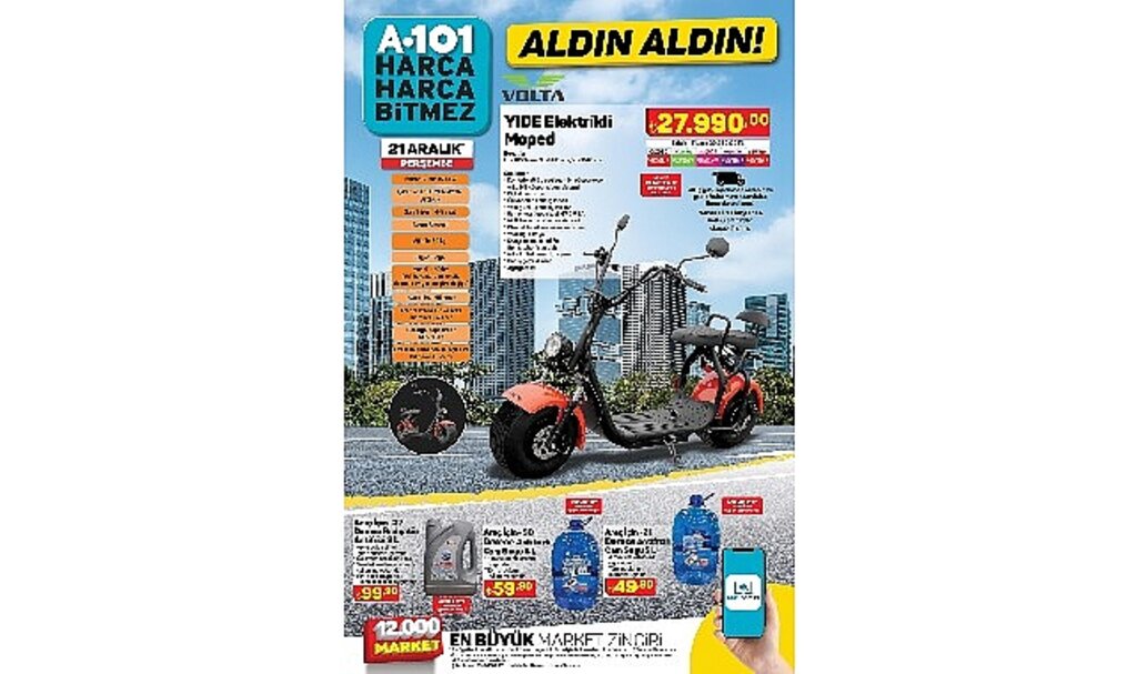 21 Aralık Günü A101'den Elektrikli Moped Fırsatı