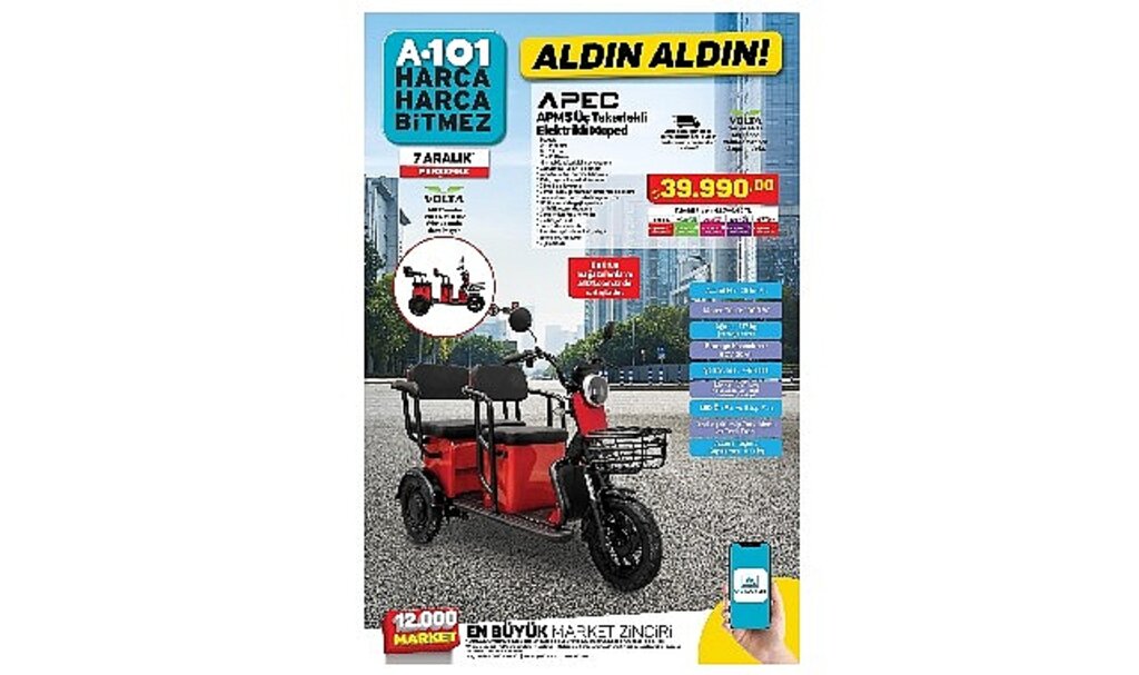 7 Aralık Günü A101'den Tüketicilere Elektrikli Moped Sürprizi
