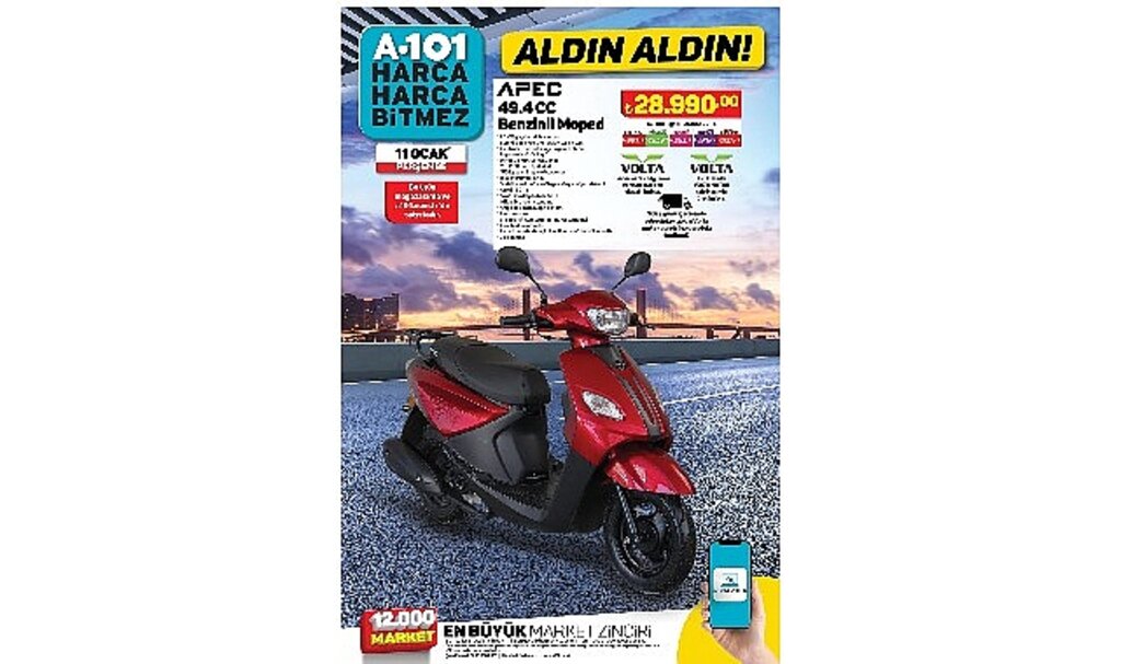 11 Ocak Günü A101'de Benzinli Moped Satışa Sunuluyor