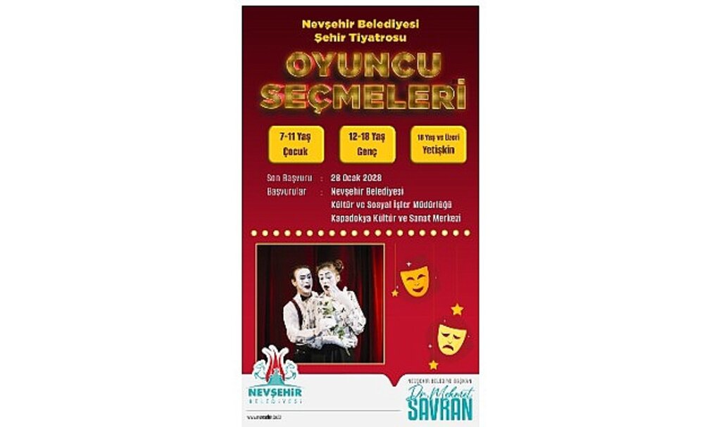 Nevşehir Belediyesi Şehir Tiyatrosu'nda oyuncu seçmeleri yapılacak