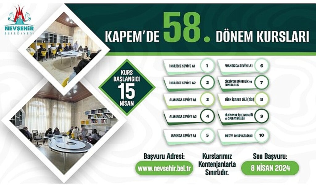 KAPEM'de 58. Dönem Kursları İçin Kayıtlar Başladı