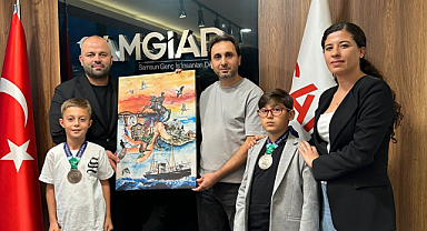 Olimpiyat üçüncüsü öğrencilerden SAMGİAD'a teşekkür ziyareti