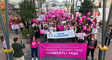 Meme kanserine karşı pembe farkındalık yürüyüşü