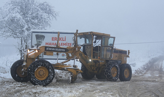 Atakum Belediyesinin yoğun kar mesaisi